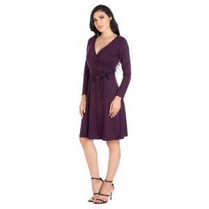 Purple Faux Wrap Dress